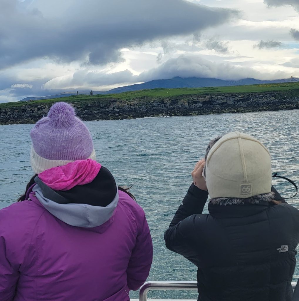 Teri & Svanna looking for puffins